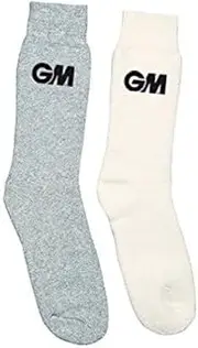Gunn & Moore GM | Cricket Socks | Sports Fabric Mix | Grey or Cream with GM Logo | Sizes Adult 1-5 or 6-13 | One Pair