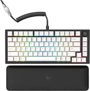 GLORIOUS GMMK Pro Prebuilt (Black) - ANSI/USA Layout - Lubed Fox Linear Switches PBT Keycaps (White) - High Profile Gasket Mounted Prebuilt Premium RGB 75% Keyboard