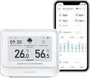 INKBIRD Indoor Temperature and Humidity Monitor 8-in-1 IBS-TH5-WIFI, Home Weather Station with Large Electronic Ink Display, Free App, Smart Alarms, Indoor Air Quality Monitor, 2-Year Data Cloud Save