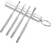 CRILSTYLEO 1 Set Stainless Steel Ear Picks Tool Kit Portable Ear Cleaning for Home Use Easy Removal with Rotating Spoons Durable and Resistant