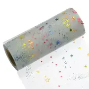 6" Rainbow Glitter Tulle Ribbon Rolls Sparkle Star Fabric 10 Yards, Grey