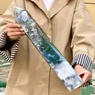 5.86LB Natural Geode Aquatic Plant Water Grass Moss Agate Obelisk Crystal Reiki