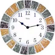 Lily's Home Indoor or Outdoor Large Hanging Wall Clock. 10" Inch Diameter. (Stone)