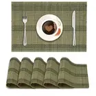 Reversible Bamboo Table Mats for Dining Table, Set of 6 Placemats, 45x30 cm