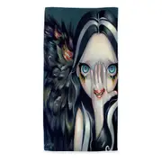 Scary Gothic Art Speak No Evil Yokai Demon Girl Microfiber Beach Towel