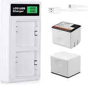 K KYUER Rechargeable Battery and Charger Set of 2, Camera Batteries Compatible with Arlo Pro/Arlo Pro 2 VMA4400, Dual LCD USB Charger for Arlo Pro/Arlo Pro 2 Home Security Camera 7.2V 2440mAh 17.57Wh