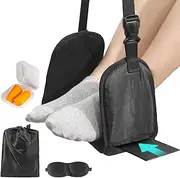 Airplane Foot Hammock (Memory Foam), Perfect Airplane Footrest to Relax Your Feet | Foot Hammock for Airplane Travel Accessories, Desk Foot Hammock, Travel Foot Rest,Travel Essentials with Eye Mask and Earplugs