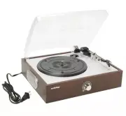 Audiology USB Turntable Record Player AU-RPUSB-550WD Dual Built-In Speakers BRWN
