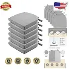 6-Pack Memory Foam Dining Chair Cushions - Non-Slip & Stylish Light Gray Pads