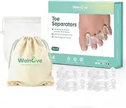 Welnove Toe Separators - 2 Pairs Toe Spacers for Women Men to Correct Bunion, Toe Straighteners for Plantar Fasciitis, Hammertoes, Relieve Feet Pain, Foot Alignment - M