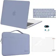 [MOSISO] Compatible with MacBook Air 13 inch Case 2025 2024 2023 2022 M4 A3240 M3 A3113 M2 A2681, Hard Shell&Sleeve Bag&Keyboard Skin&Webcam Cover&Screen Film for MacBook Air 13.6 inch, Lavender Gray