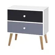 Side Table Cabinet 2 Drawer - Black and White
