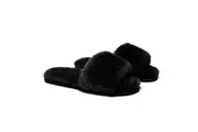 AUSTRALIAN SHEPHERD UGG Women Fluffy Slides Nala Black / AU Ladies 10-11 / EU 41-42 /XL