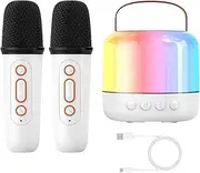 Karaoke Speaker | Rechargeable Karaoke Machine with 2 Wireless Microphones,Led Light Design Music Player, Singing Machine Sound Box for Family Friends
