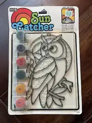 NOS Vtg OWL & Moon Craft House Sun Catcher Craft Kit Textured Plastic 1991
