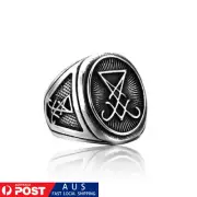 Stainless Steel Vintage Lucifer Satan Ring Punk Men's Titanium High Quality Ring