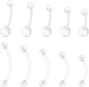 [LAURITAMI] Clear Eyebrow Belly Button Bars Set, Belly Button Rings Curved Barbells Eyebrow Stud Retainer Lip Tragus Cartilage Stud Piercing