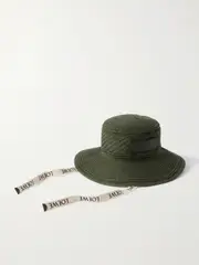 [LOEWE] LOEWE - + Paula's Ibiza Appliquéd Crocheted Cotton-blend Bucket Hat - Army green - One size One size Green