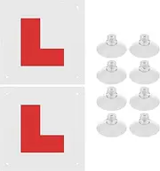 Pack of 2 Fully Magnetic L Plates for Car UK,Learner Plates Magnetic for Inside Car Window with 8 Suction Cups,Reflect Light When Driving at Night