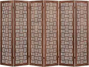 Giantex 6-Panel Room Divider, Carved Privacy Screen with Solid Wood Frame, 165cm Folding Partition Stand with Double Action Metal Hinges, for Bedroom, Living Room, Walnut (6 Panels)