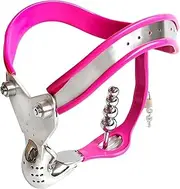 HCUDFN BDSM Silicone Stainless Steel Chastity Belt Panty with Anal Plug Metal Cock Cage Chastity Device for Men Couples Penis Sex Toy(Waist 96~102cm)