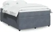 Bedroom Furniture Box Spring Bed with Mattress Dark Grey Double Velvet
