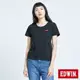 新品↘EDWIN 基本款植絨LOGO 短袖T恤-女款 黑色