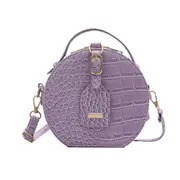 Fashion Women Alligator Pattern Shoulder Bag Round Circle Purse Totes Lady PU Leather Small Zipper Solid Color Messenger Satchel