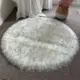 圓形地毯 長毛圓形地毯客廳地墊仿羊毛電腦椅子毛毛圓地毯臥室床邊毯白色【HZ61356】