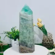 6107g Natural Fluorite Crystal Obelisk Quartz Tower Healing Wand Point