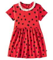 [Mini Rodini] Mini Rodini Dots lace-trimmed cotton dress Y 8/9 red