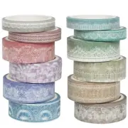 12 Rolls Lace Patterns Washi Tape Set Vintage Arts Masking Tape Floral
