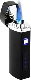 Pardo Electric Torch Lighter - Triple Jet Flame, Refillable Butane, Triple Torch Ignition, Adjustable, Windproof - Gift Box Micro USB Charging Cable Included (Butane Gas Not Included) - Black