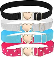 [MOBUTOFU] 4pcs Boys and Girls Elastic Belts Decorative Girls Belts Toddler Elastic Waist Belt Heart Buckle