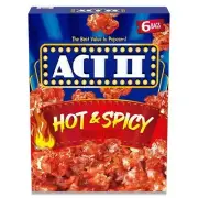 ACT II Hot and Spicy Flavor Microwave Popcorn, 12.7 oz., 6 Bags, 1 Box