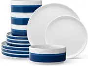[Noritake] ColorStax Stripe Blue 12-Piece Set, Service for 4, Multicolor