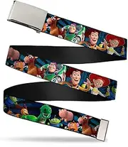[Buckle-Down] Boys Web Belt-Toy Story Characters Running Denim Rays