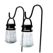 Security Solar Pathway Lights - Outdoor 3000K Decorative Large Crackle 2-Pack