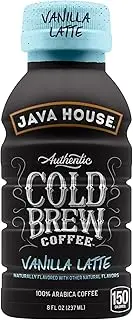 Java House Cold Brew Coffee, 6 Pack of 8oz Bottles, Ready to Drink Instant Cold & Iced Coffee (Vanilla Latte)