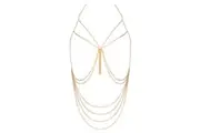 MUSE PH001GLD - Sensual Gold Chain Body Harness for Alluring Decolletage Enhancement