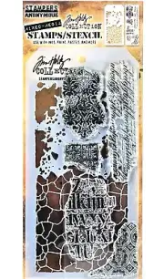 Backgrounds Clear Stamp and Grime & Crackle Stencil Set by Tim Holtz NEW