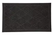Ellora Charcoal Striped Polypropylene Doormat, Thin Welcome Entry Mat