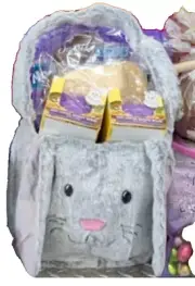 EASTER BUNNY Basket + Plastic Eggs w/ Golden Egg Candy Filled EGG HUNT -NEW
