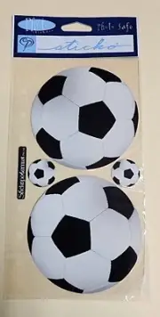 Large Soccer Balls Stickers Brand New Package Unopened sticko vellum scrapbook