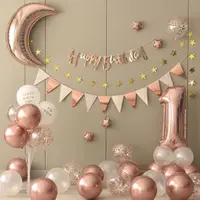 在飛比找momo購物網優惠-極美玫瑰金月亮生日氣球組1組(生日派對 氣球佈置 周歲 桌飄