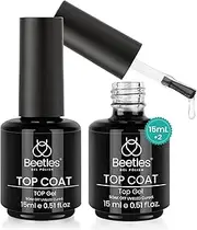[beetles gel polish] Gel Polish 2Pcs 15ml No Wipe Top Coat High Gloss Shiny Long-Lasting Clear Gel Top Coat, Soak Off Nail Lamp Nail Gel, Home DIY Professional Manicure and Nail Salon