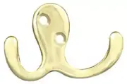 Liberty Hardware B5104G-PB Double Prong Coat Hat Hook Polished Brass Finish