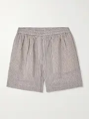 [Brunello Cucinelli] Brunello Cucinelli - Striped Linen And Silk-blend Shorts - Brown - xx small xx small Brown