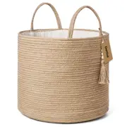 DelSol Luxury XXXL Nursery Storage Basket 100% Cotton Rope Basket with Handles Toy Organizer and Storage for Laundry/Blankets/Pillows