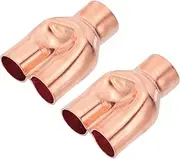 uxcell 1" x 7/8" x 7/8" ID Tee Y Type Copper Fitting, 2 Pcs Welding Joint Split Union Intersection for HVAC, Air Conditioning Refrigeration System